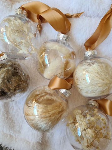 Personalized Christmas Ornaments with Dried Flowers