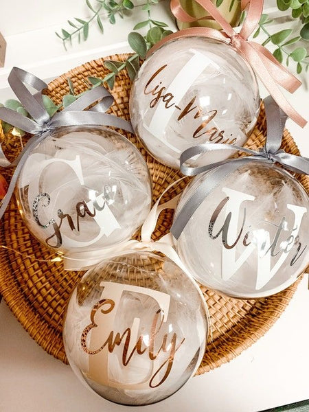 Personalized Christmas Ornaments with Dried Flowers
